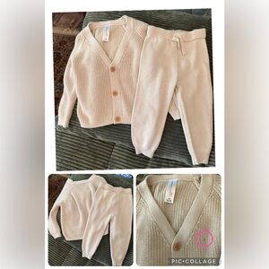 Charming Beige Knit Sweater and Pants Set for Kids